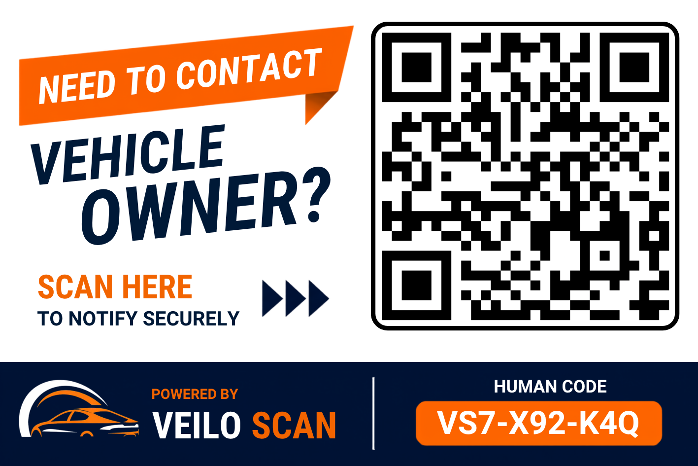 VeiloScan Smart Vehicle QR Safety Sticker for Car– Individual Plan — VeiloScan vehicle QR sticker