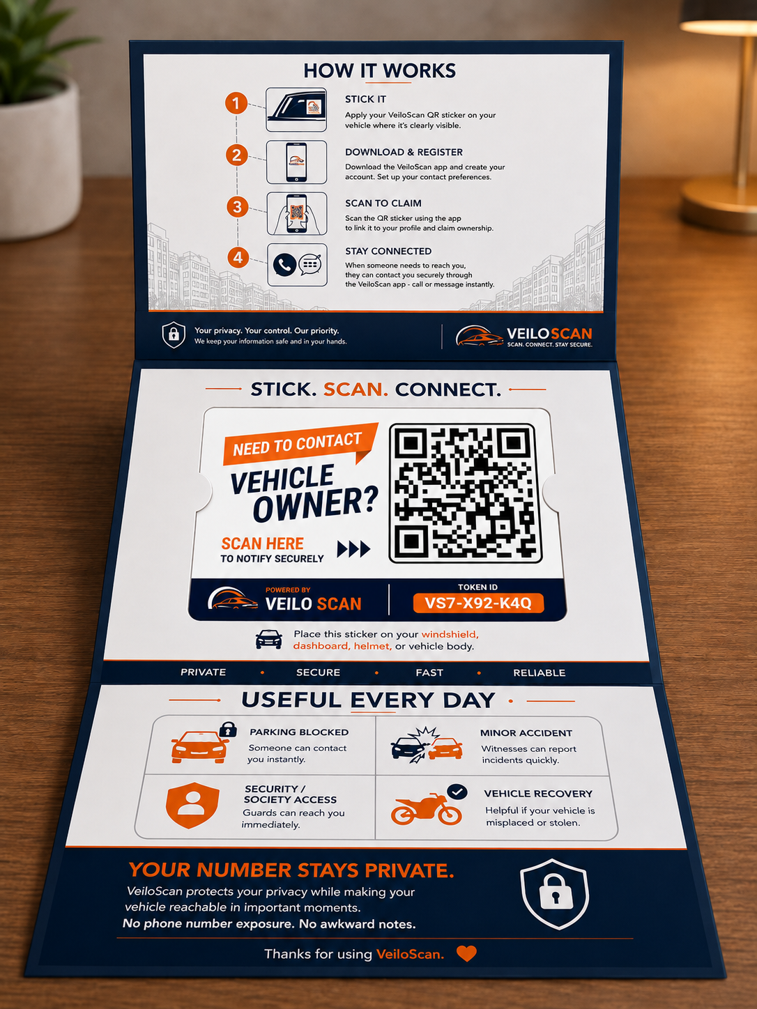 VeiloScan Smart Vehicle QR Safety Sticker for Car– Individual Plan view 4